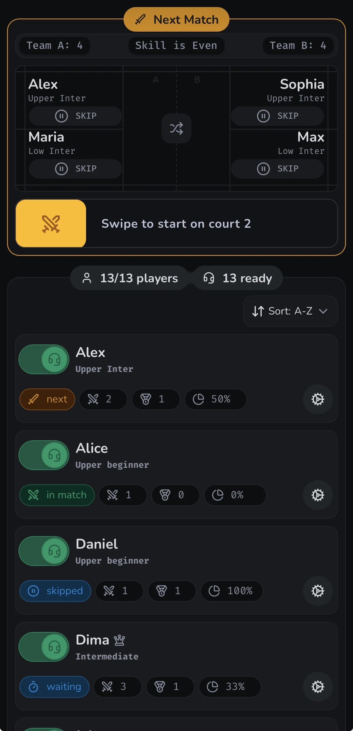 Shuttl mobile player settings screen