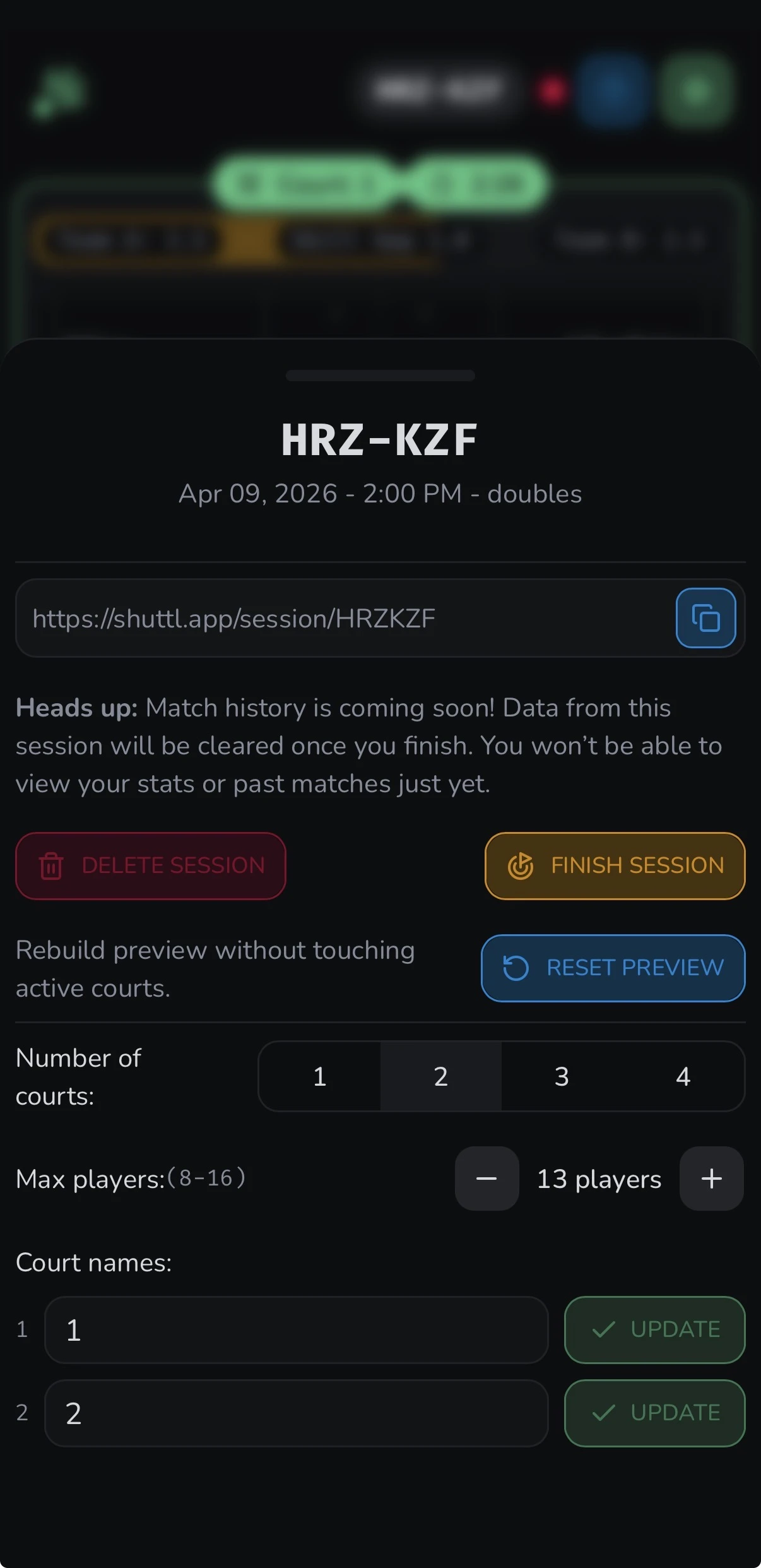 Shuttl mobile active session screen
