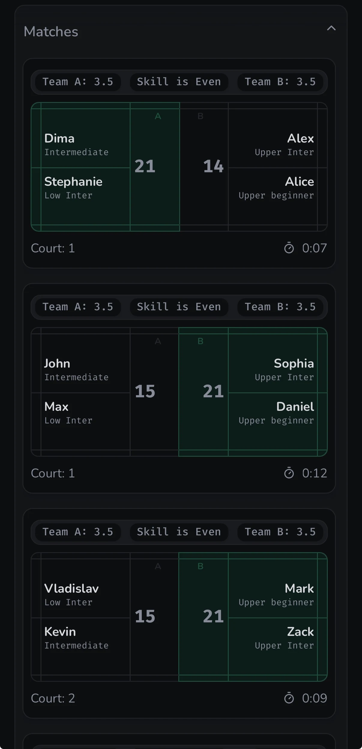 Shuttl mobile history matches