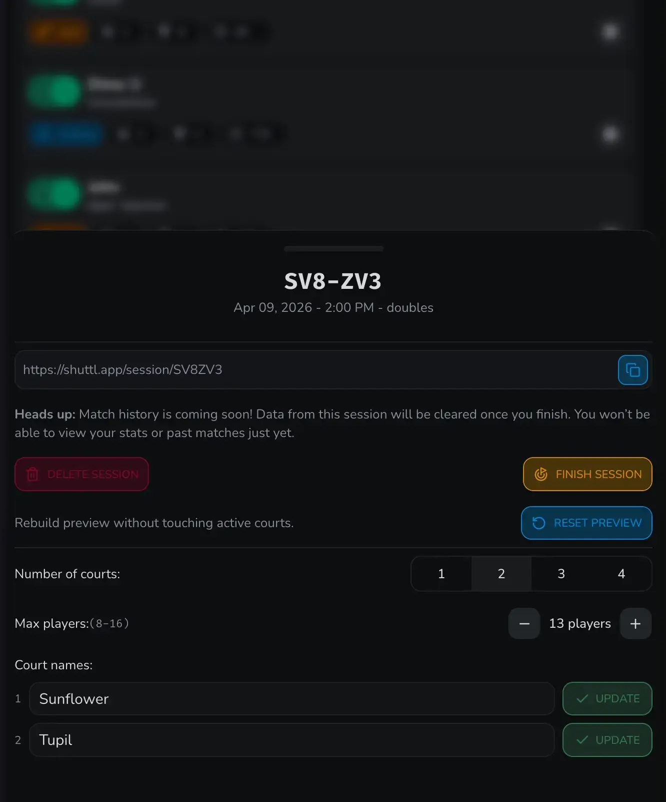 session configuration